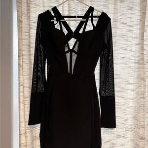 Fashion Nova Black Cut-Out Long Sleeve Dress